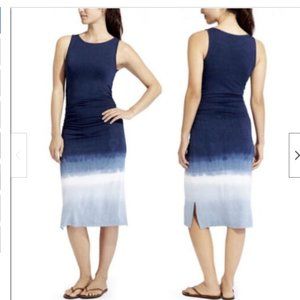 NEW NWT ATHLETA NEW TIE DYE MIDI TANK DRESS  NAVY BLUE OMBRE MEDIUM
